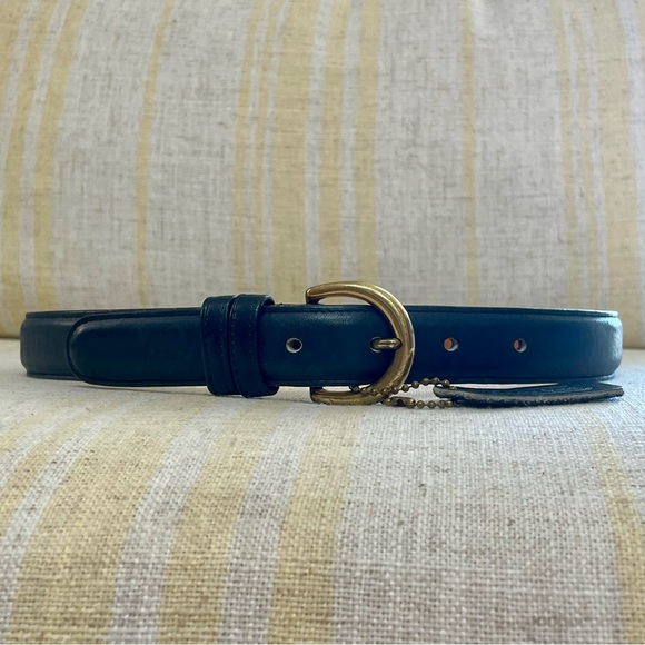 Vintage Coach 8400 Classic Navy Glove Tanned Cowhide Leather Brass Buckle Belt - Picture 12 of 16